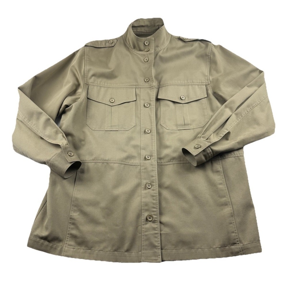 Toffs Utility Military Style Shirt Women Size 12 Khaki USA